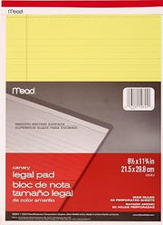 Mead Canary Legal Pad, 8.5 X 11.75 Inches, 50 Sheets (59604)