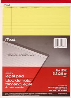 Mead Canary Legal Pad, 8.5 X 11.75 Inches, 50 Sheets (59604)