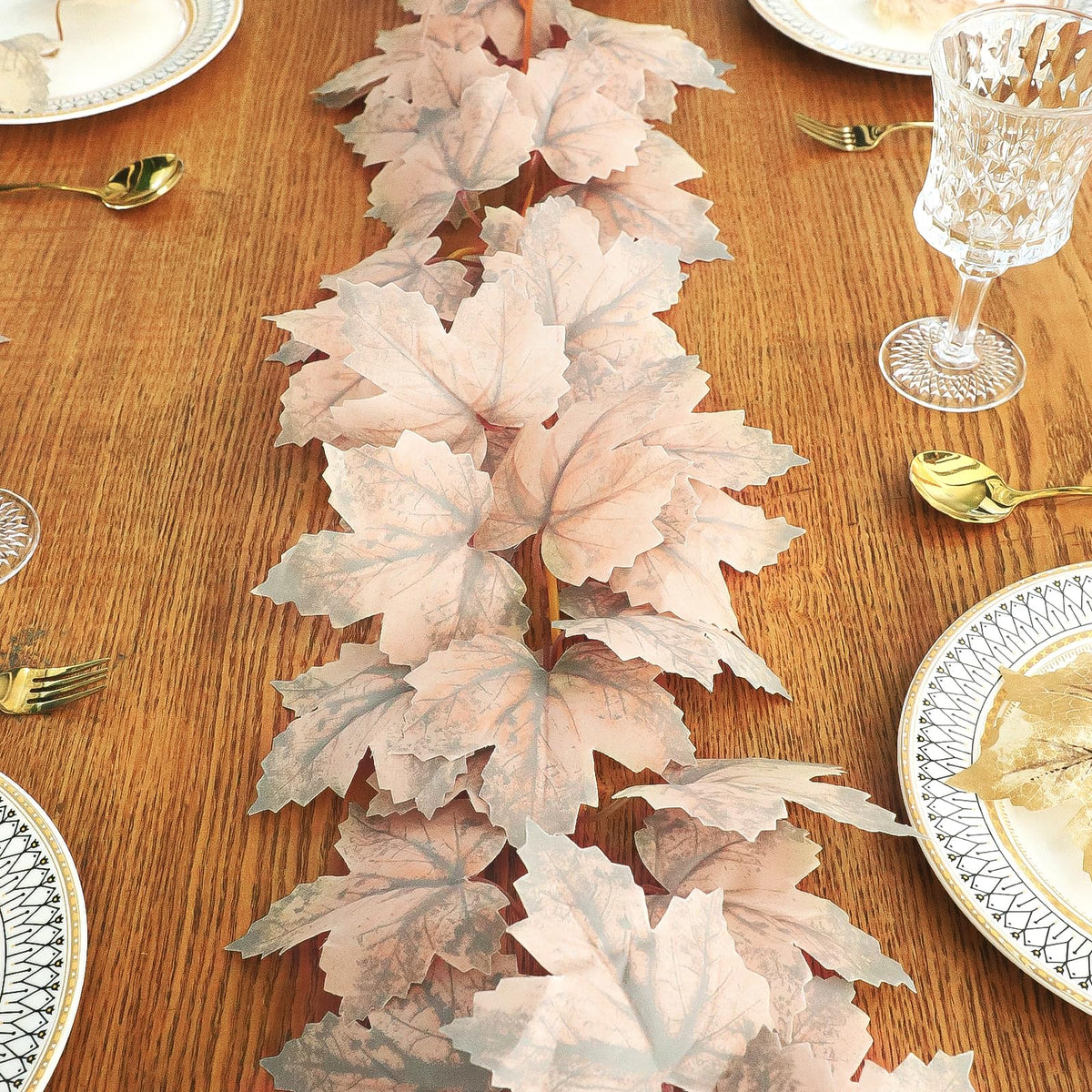 Turnmeon Maple Leaf Garland, 6 Ft 2 Pack Grey White, Fall Decor