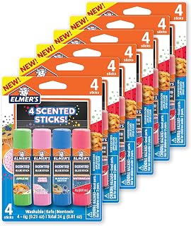 Elmer's Elmer’s Scented Glue Sticks Washable Clear Assorted Scents 6 Grams 6 Packs of 4 (24 Total Count)