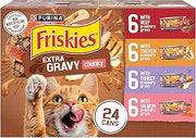 Purina Friskies Extra Gravy Wet Cat Food Chunky Variety, (24) 5.5 oz. Cans