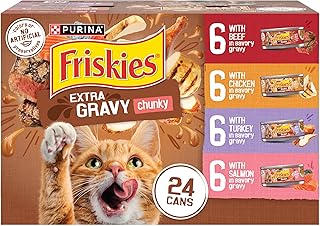 Purina Friskies Extra Gravy Wet Cat Food Chunky Variety, (24) 5.5 oz. Cans