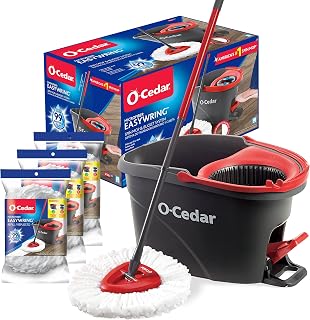 O-Cedar System Easy Wring Spin Mop & Bucket with 3 Extra Refills