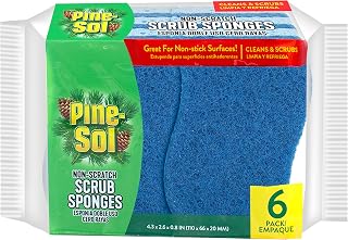 Pine-Sol Non Scratch Scrub Sponges - Double Sided Dish Scrubber Safe for Nonstick Cookware - Kitchen Essentials for Dishwashing and Cleaning, 6 Pack, Blue