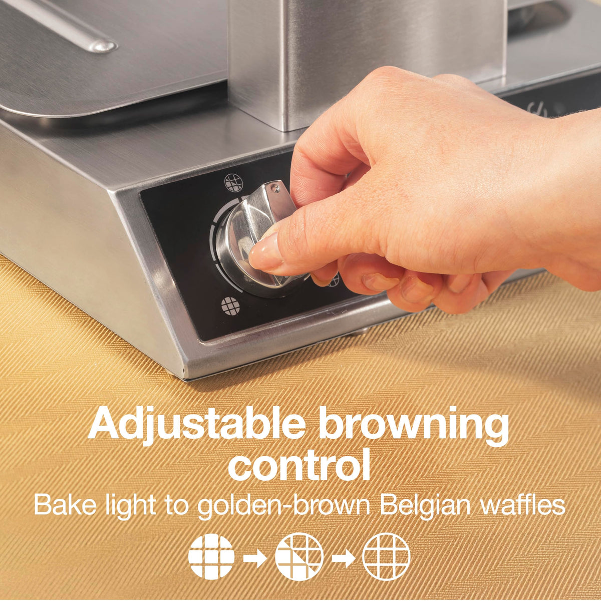 Belgian Waffle Maker by Hamilton Beach Commercial – Large, Stainless Steel / Black, Model 26700