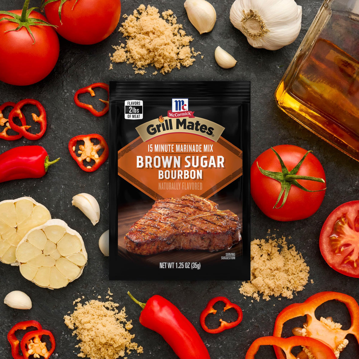 McCormick Brown Sugar Bourbon Marinade Mix by Grill Mates – 1.25 Ounce (Pack of 1), brown, Model 461112962102