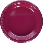 Creative Converting Touch of Color Plastic Banquet Plates Party Supplies, 10.25", Burgundy, 20ct