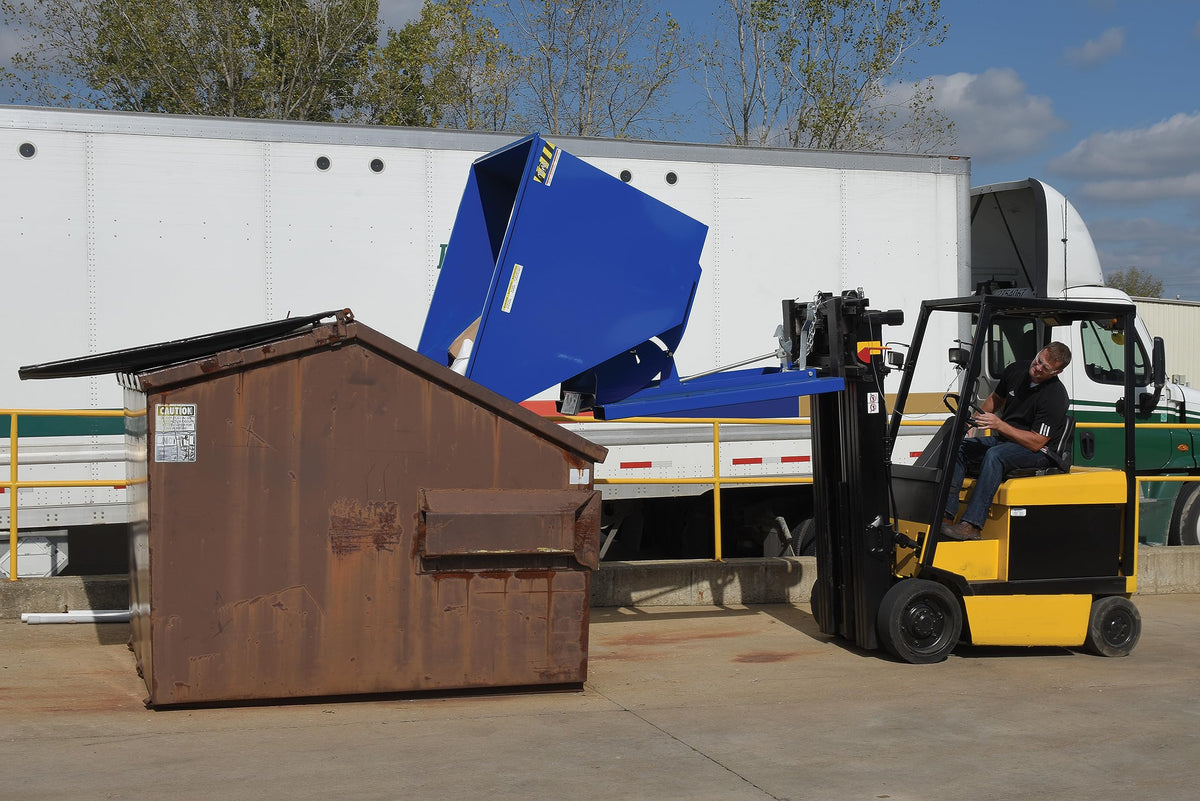 Steel Heavy Duty Self Dumping Hopper 3 Cubic Yard 6000 Lb. Capacity Blue by Vestil – 81.19"W x 51.63"H, Alloy Steel, Blue, Model D-300-HD