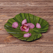 Medium Palm Leaf Plate by Elite Global Solutions – 11", Melamine, Design Green, Pack of 6, Model D1110PL-DG