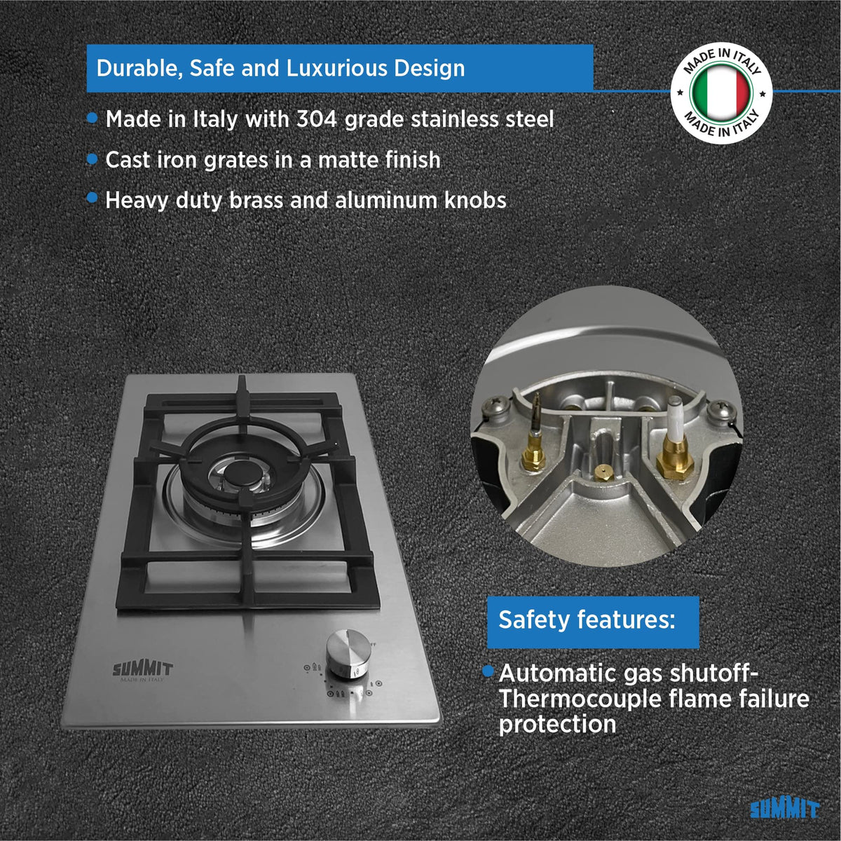 Summit Appliance Natural Gas / 12 Inch / 1 Cooktops