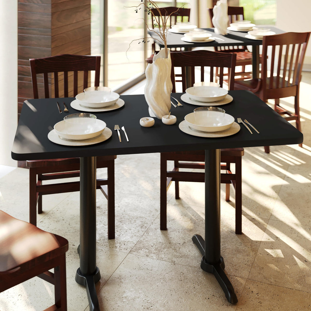 Flash Furniture Black/Mahogany / 30" x 48" Rectangular / Classic Tables