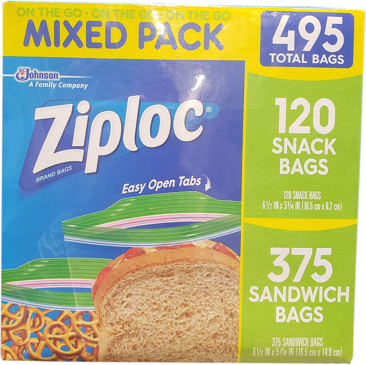 375 Sandwich 120 Snack Variety Pack (495 Count) by Ziploc – One Size, Plastic, Clear, Model 667368