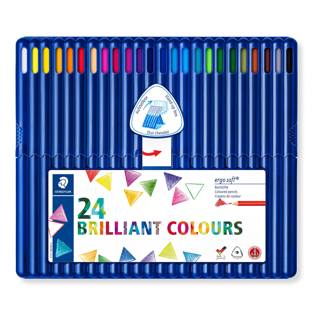 Ergosoft Colored Pencils by STAEDTLER – 24 Count (Pack of 1), Wood, Assorted, Model 157SB24CB