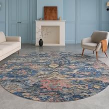 Addison Rugs Chantille ACN2430 Navy 8' x 8' Indoor/Outdoor, Machine Washable, Easy Clean, Non Shedding, Bedroom, Living Room, Dining Room, Kitchen, Patio Round Rug