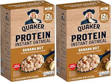 Quaker Protein Instant Oatmeal, Banana Nut, 12.9 Oz, 6 Count (Pack of 12)
