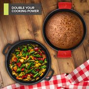 3-in-1 Dutch Oven & Skillet Combo by Modern Innovations – 5 quarts, Cast Iron, Black, Pack of 2, Model 1436