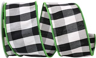 Reliant Ribbon 92679W-504-40F Grand Gingham Check Wired Edge Ribbon, 2-1/2 Inch X 10 Yards, Black/Lime