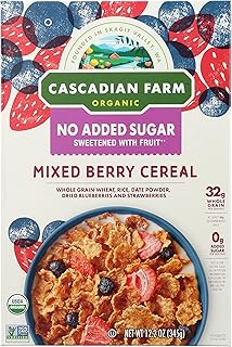 Cascadian Farm Organic Mixed Berry Cereal, No Added Sugar, Sweetened with Fruit, Kosher, USDA Certified Organic, Non-GMO, 12.2 Ounce (Pack of 10)