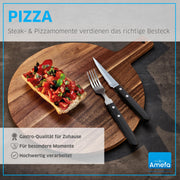 Amefa knife set / Steakbesteck Set für 6 Personen, schwarz / Silver, Black Steak Sets