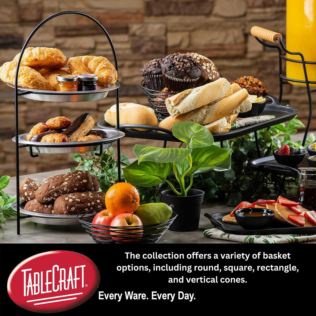Tablecraft 4.00x13.00x7.50 / Black / Modern Display Baskets