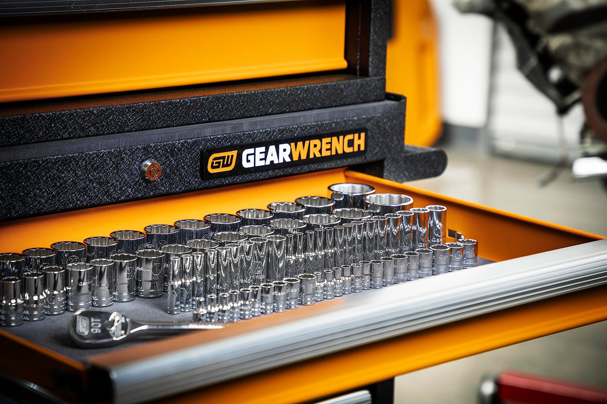 176 Piece 12 Pt Standard/Deep SAE/mm Master Socket Set by GEARWRENCH – Large, Alloy Steel, Model 89074