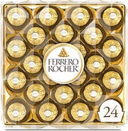 Ferrero Rocher Gourmet Hazelnut Milk Chocolate Gift Box, 24 Individually Wrapped Chocolates, 10.6 oz