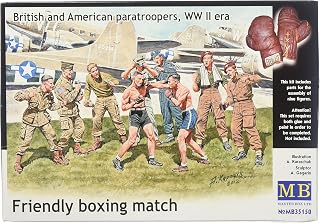 Masterbox Master Box Models "Friendly Boxing Match" British and American Paratroopers WWII Era Model Building Kit (9 Figures Set), Scale 1/35