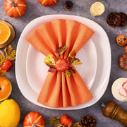 Worthyeah Napkin Rings and Cloths, Set of 16, Pumpkin Maple Leaf Design