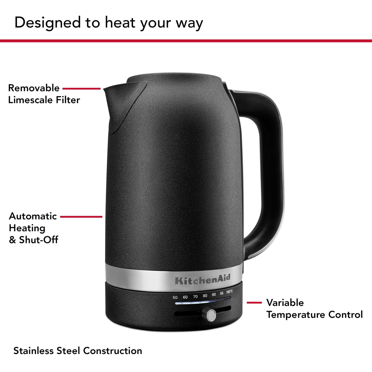 KitchenAid Cast Iron Black / 1.8 Quarts / 1.7 liters Electric Kettles