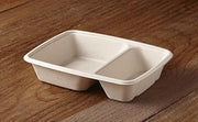 Sabert Pulp Two-Compartment Rectangular Container, 16/8 oz, Certified Compostable, Recyclable, Microwaveable, Reheatable, ...