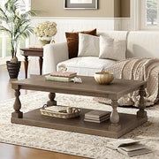 Vintage Coffee Tables for Living Room, Mesa de Centro Coffee Table | Artistic vase column legs, premium pine veneer, solid rubberwood, sturdy construction, easy assembly, perfect for coffee