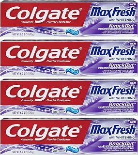 Colgate Max Fresh Toothpaste - KnockOut - With Odor Neutralizing Technology - Net Wt. 6 OZ (170 g) Per Tube - Pack of 4 Tubes