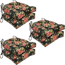 Blazing Needles 16-inch Rounded Back Tufted Indoor Chair Cushion (Set of 2, 4, or 6, Multiple Fabrics) - 16 x 16 Set of 6 - Midnight Rose