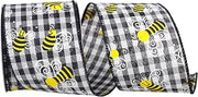 Reliant Ribbon 93618W-984-40F Bumble Bee Gingham Check Wired Edge Ribbon, 2-1/2 Inch X 10 Yards, Black/White