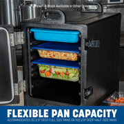Cateraide Front Loading Insulated Food Pan Carrier by Carlisle FoodService Products – 5 Pan Capacity, 2.5 inches, Plastic, Black, Model PC300N03