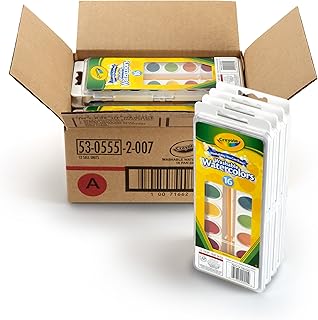 Crayola Washable Watercolor Paint Set, Bulk Art Supplies, Case of 12, 16Count
