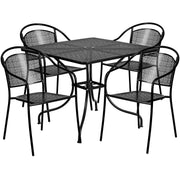 Flash Furniture Black / 35.5" / 4 Round Chairs + Square Table Dining Sets
