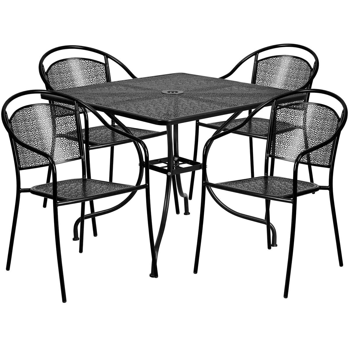 Flash Furniture Black / 35.5" / 4 Round Chairs + Square Table Dining Sets