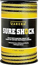 Zareba Heavy-Duty Sure Shock Polytape - 656 foot x 1/2 inch - HDT656YH-Z - Heavy-Duty Polyatpe for Electric Fence - PVC Coated, Highly Visible Electric Fencing Wire