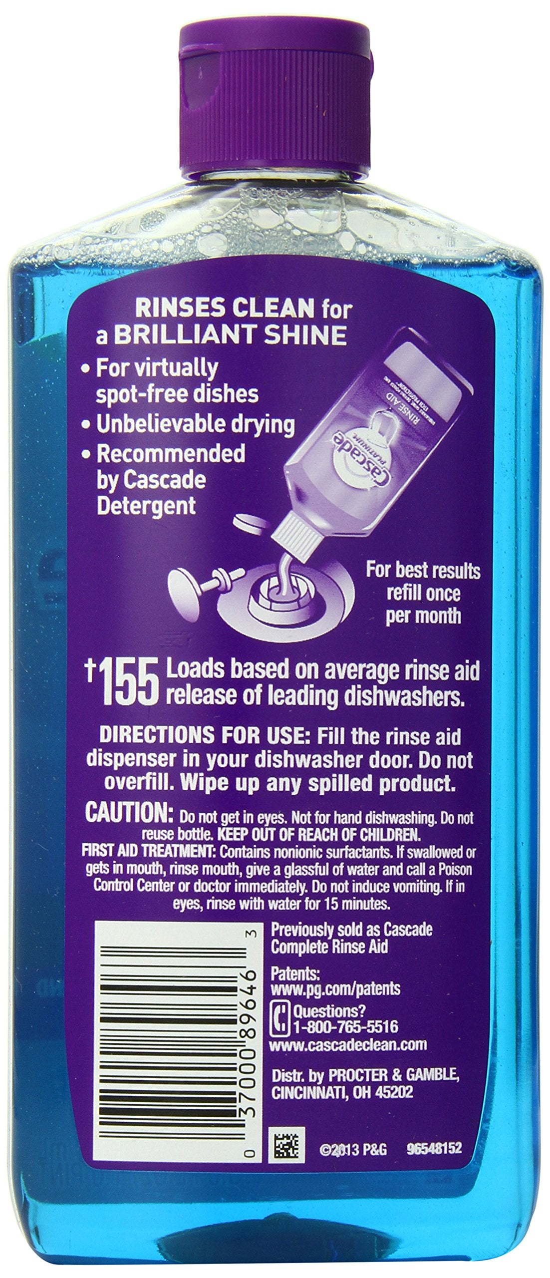 Rinse Aid Platinum Dishwasher Agent by Cascade – 16 Fl Oz (Pack of 6), Pack of 6