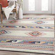 Abani Multicolor Southwestern Design Area Rug - Non-Shed Orange, Grey & Beige 9' x 12' Tribal Pattern Dining Room Carpet Rugs