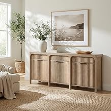 Martin Furniture 80" TV Console, Entertainment Stand, Wood Accent Cabinet, Fully Assembled, Natural Sand