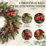 Worthyeah Pine Artificial Christmas Wreath, 24 Inch, Christmas