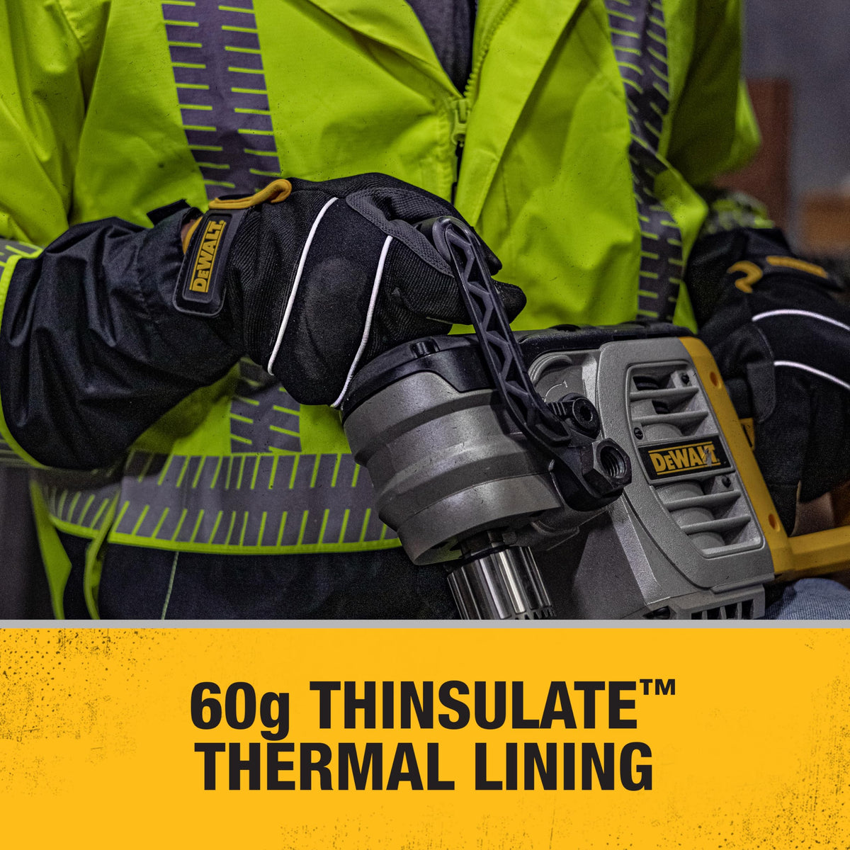Cold Weather Work Glove with Touchscreen Capability by DEWALT – Large (Pack of 2), Polyester, Nylon, PVC, PU, Spandex, צהוב / שחור, Pack of 2, Model DPG752L