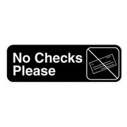 Vollrath Plastic Sign, 3" x 9" - "No Checks Please"