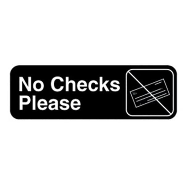 Vollrath Plastic Sign, 3" x 9" - "No Checks Please"
