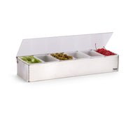 Vollrath Stainless Steel Condiment Bar, 18" Wide, Silver - 6-Compartment 6 1-Pint