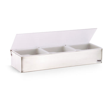 Vollrath Stainless Steel Condiment Bar, 18" Wide, Silver - 3-Compartment 3 1-Quart