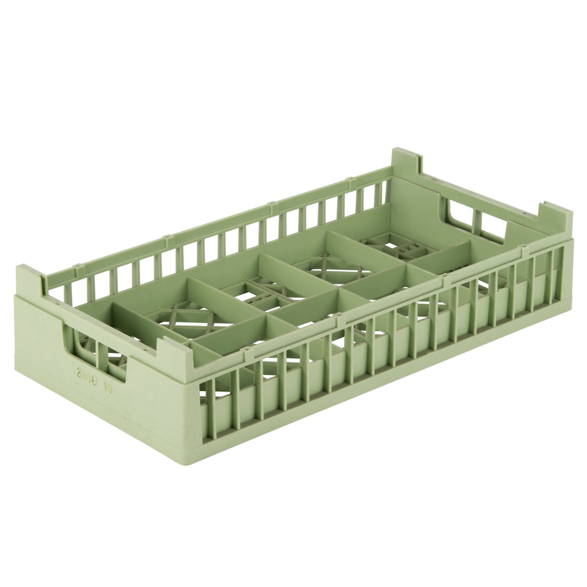 Vollrath Signature Copolymer Plastic Cup Rack, Half Size, Green - 52806 10-Compartment