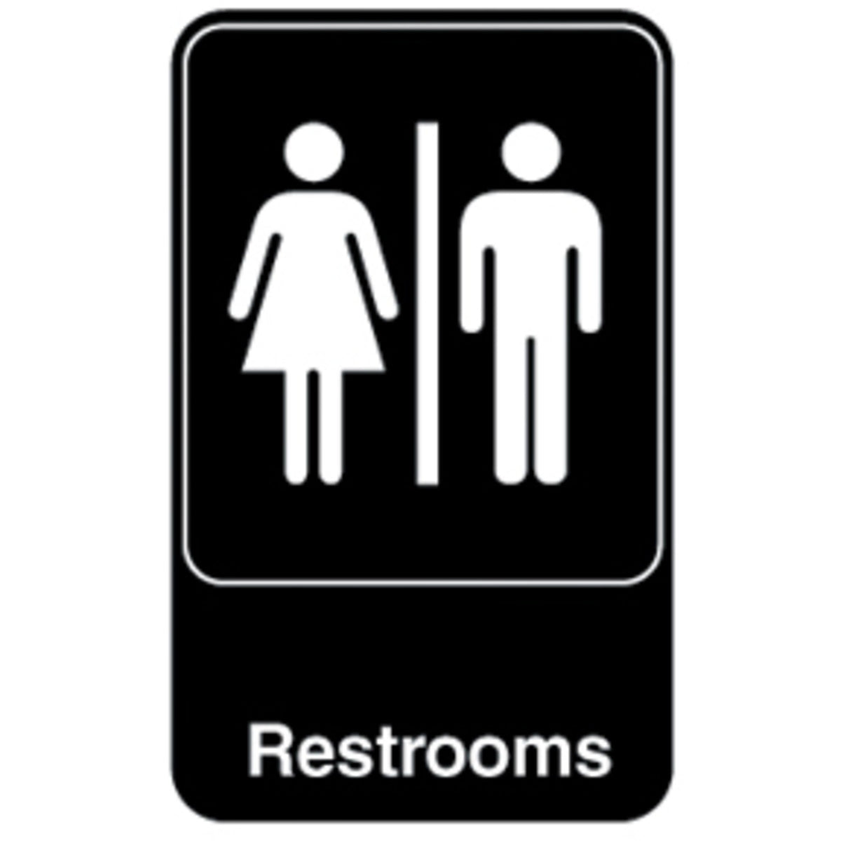 Vollrath Plastic Sign, 9" x 6" - Restrooms